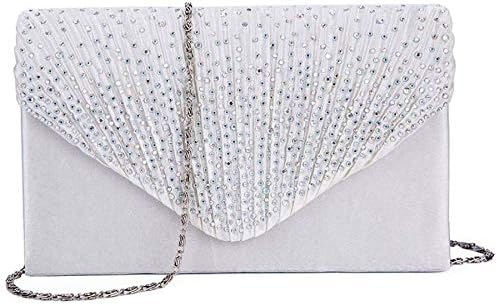 Women Diamante Envelope Clutch Bag Evening Handbag Purse Wedding, Bridal, Prom, Party Shoulder Bags - Women's Totes & Shoulder Bags - British D'sire