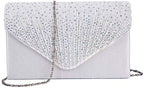 Women Diamante Envelope Clutch Bag Evening Handbag Purse Wedding, Bridal, Prom, Party Shoulder Bags - Women's Totes & Shoulder Bags - British D'sire