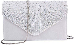 Women Diamante Envelope Clutch Bag Evening Handbag Purse Wedding, Bridal, Prom, Party Shoulder Bags - Women's Totes & Shoulder Bags - British D'sire