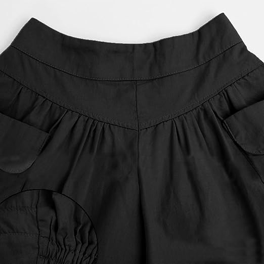 Women Summer Loose Casual Shorts Culottes Elastic Waist Wide Shorts with Pockets Secondary image