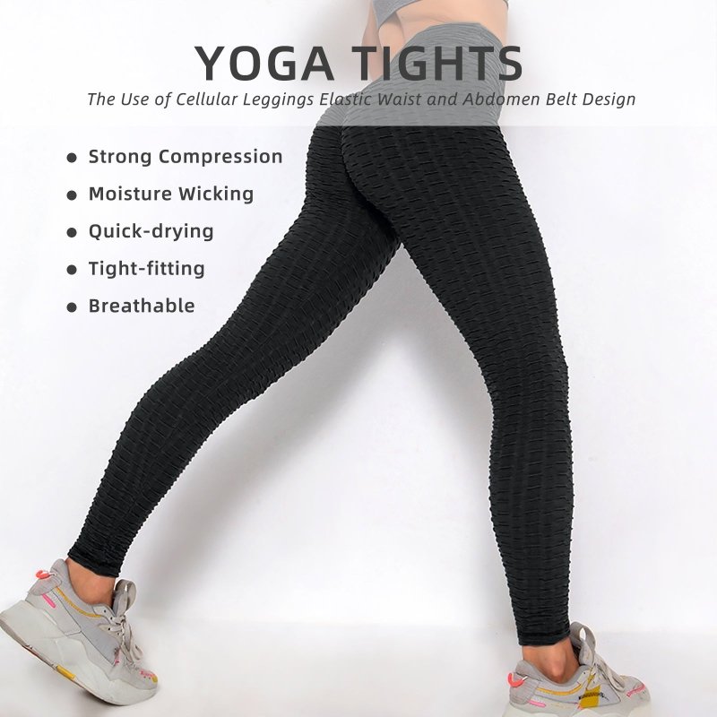 Women TIK Tok Leggings Bubble Textured Leggings Butt Lifting Yoga Pants Black Amazon Banned - Women's Gym Leggings - British D'sire