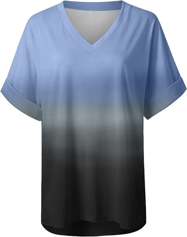 Women Tops Blouse Sale Casual Pleated Tunic Comfort V-Neck Solid Loose Fit Short Sleeve T-Shirt Tops Summer Shirt Elegant for Office Daily Clothing UK Size - Women's T-Shirts & Shirts - British D'sire
