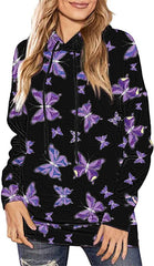 Women'S Hoodies Fashion Casual Hooded Butterfly Printed Long Sleeve Sweatshirt Jacket Coats Loose Comfortable Blouse for Work Office Sale Clearance UK Size S-5XL - Womens Hoodies & Sweatshirts - British D'sire