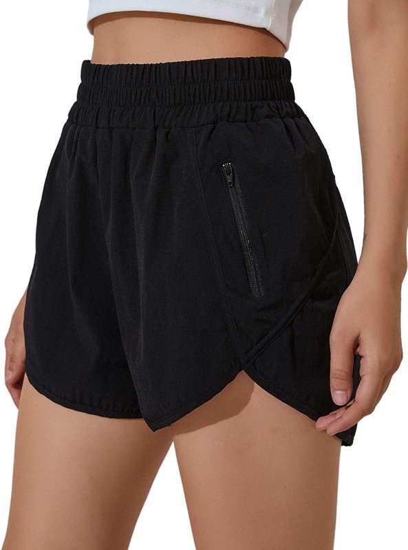 Women'S Running Shorts Elastic High Waisted Shorts Pocket Sporty Workout Shorts Quick Dry Athletic Shorts Pants - Womens Shorts - British D'sire Main image