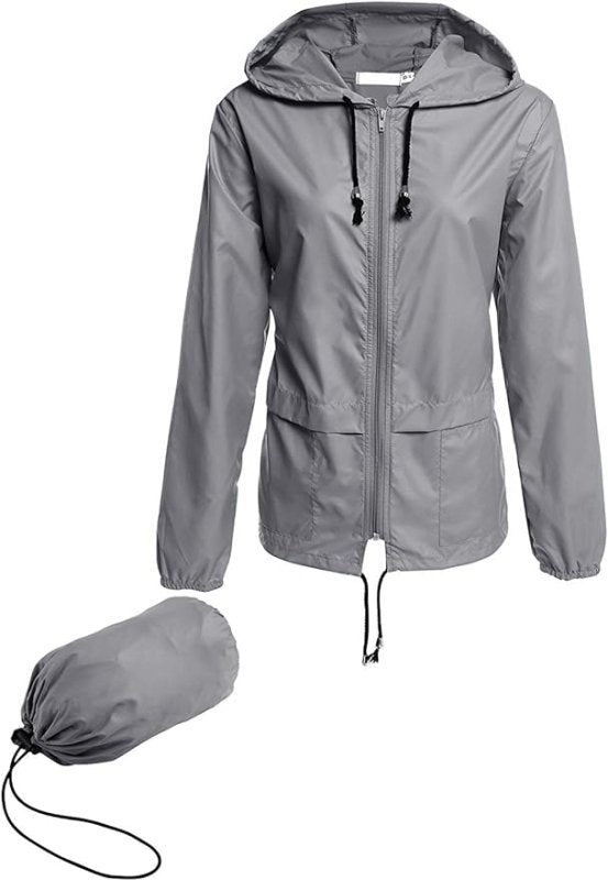 Women's Waterproof Jacket Outdoor Quick Dry Raincoat Windproof Casual Zipper Windbreaker with Hood… - Women's Jacket - British D'sire