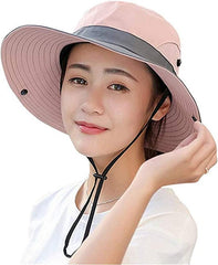 Women'S Wide Brim Outdoor UV Protection Foldable Mesh Beach Sun Hat Fishing Cap - Womens Headwear - British D'sire