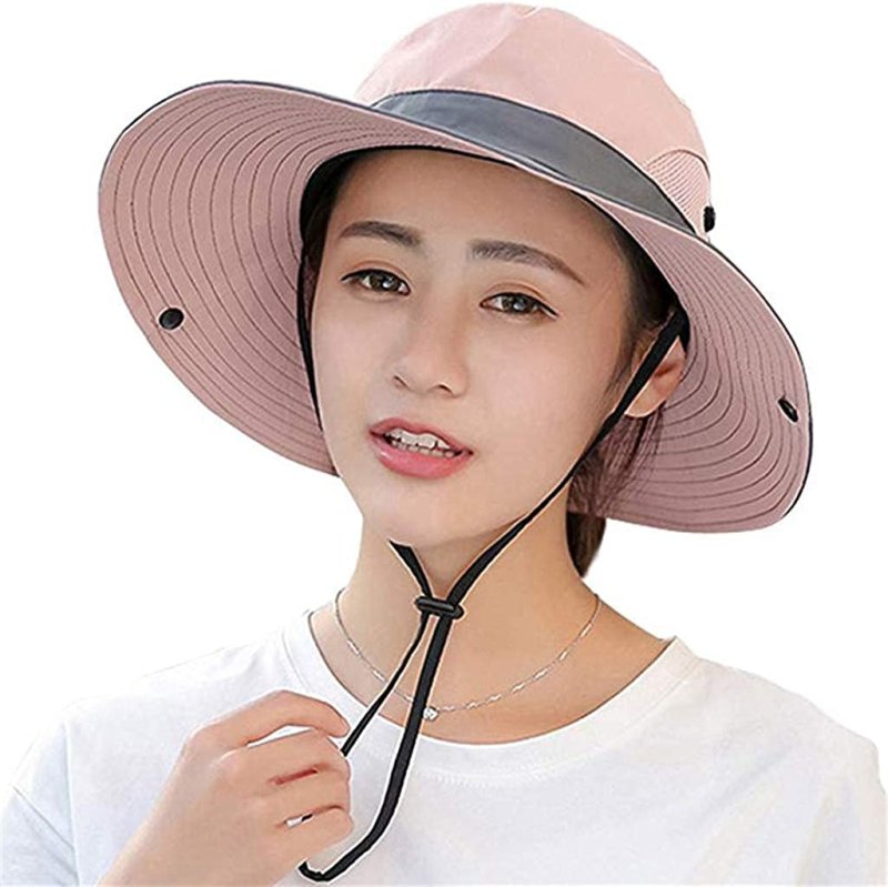 Women'S Wide Brim Outdoor UV Protection Foldable Mesh Beach Sun Hat Fishing Cap - Womens Headwear - British D'sire