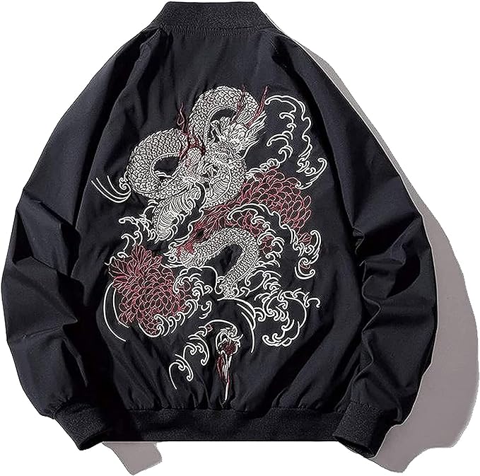 XYXIONGMAO Japanese Dragon Men'S Hip-Hop Clothing Oversized Men Bomber Jacket Couple Streetwear Pilot Jacket - British D'sire