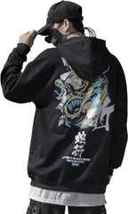 XYXIONGMAO Techware Graphic Hoodies Street Streetwear Hoodie Japanese Oversized Black Mens Hip Hop Sweatshirt - British D'sire