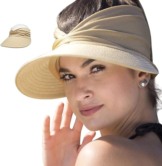 YAMEE Sun Hats for Women Wide Brim Visor UV Protection Summer Beach Hat for Women Foldable Golf Hats - Womens Headwear - British D'sire
