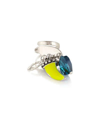 Yellow horn and blue crystal charm ring - Rings - British D'sire