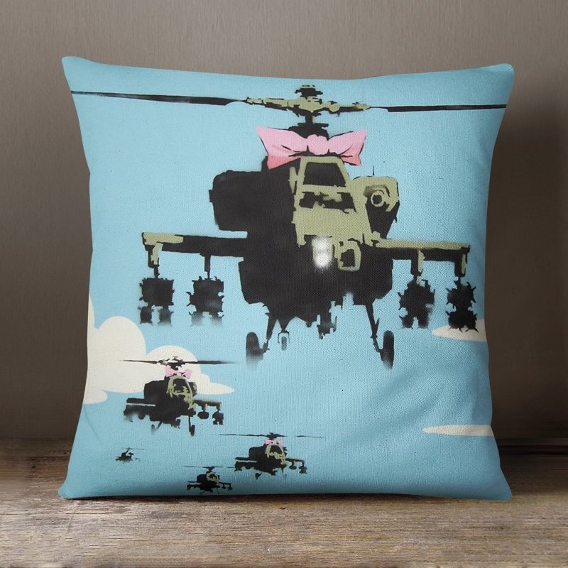 Yoosh Banksy Happy Choppers - 40 x 40 cm Cushion - Cushions & Covers - British D'sire Main image