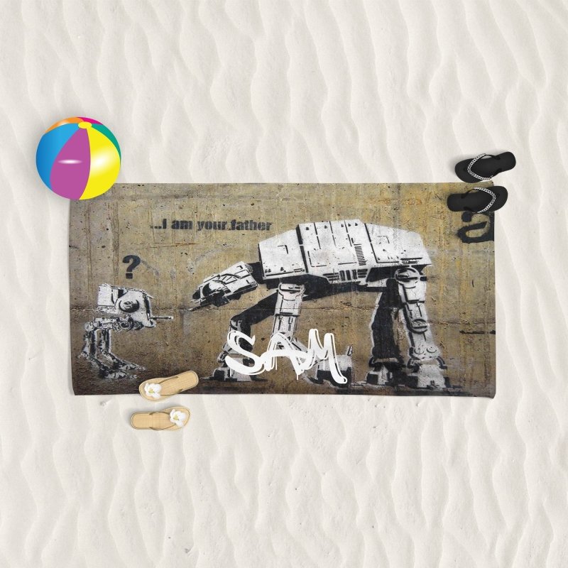 Yoosh Banksy I Am Your Father - Beach Towel - Bathroom Linens - British D'sire