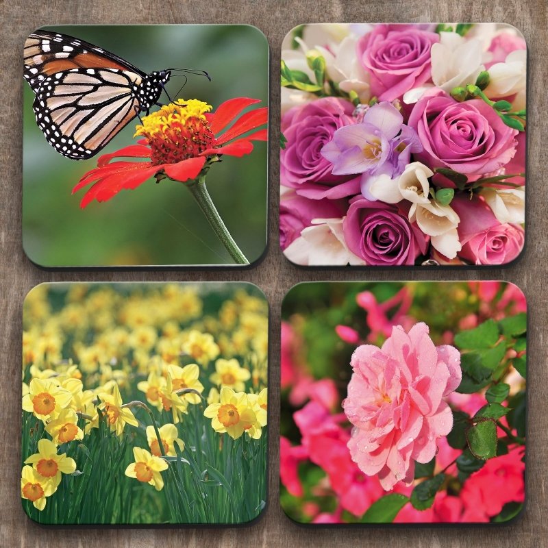 Yoosh Flowers x 4 Coasters - Kitchen Tools & Gadgets - British D'sire Main image