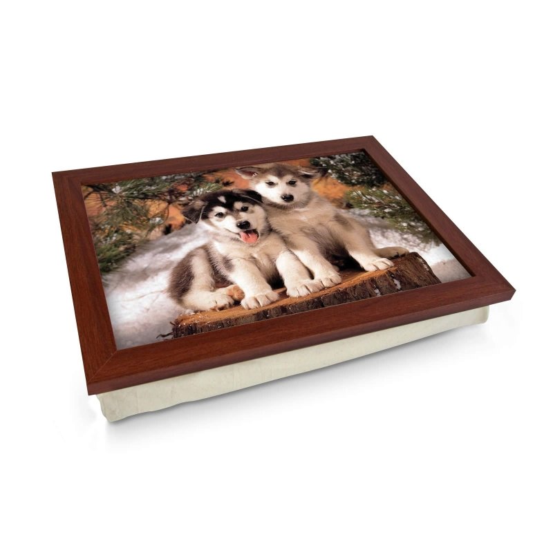 Yoosh Husky Puppies On Tree Stump Lap Tray - L0371 - Kitchen Tools & Gadgets - British D'sire Main image