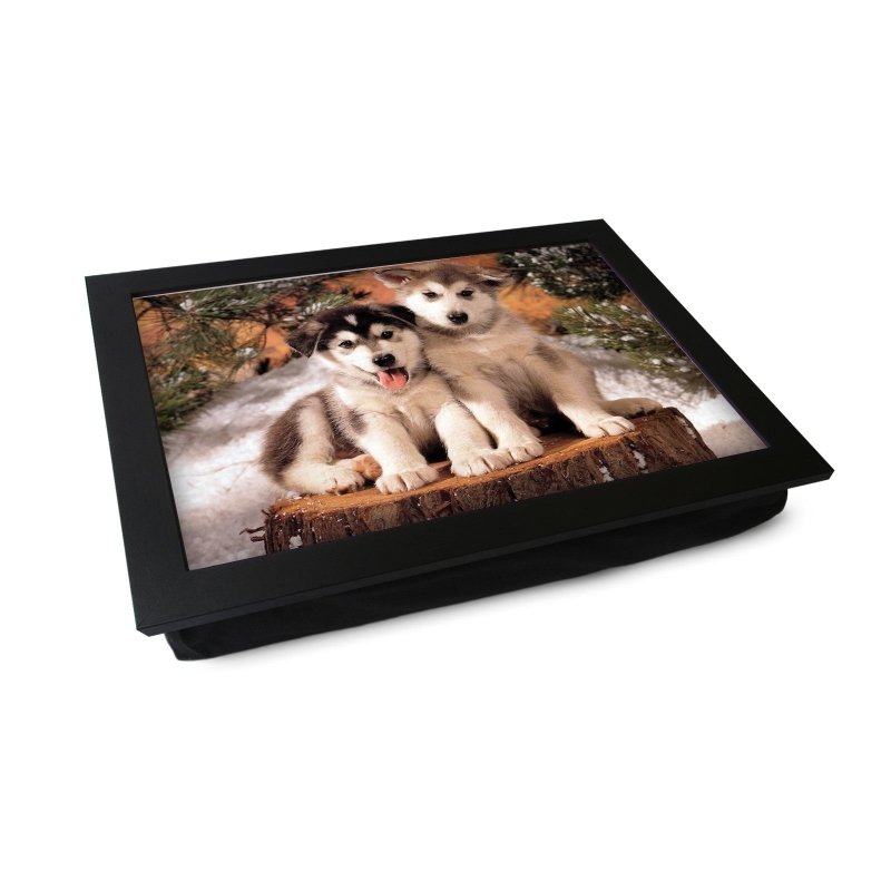 Yoosh Husky Puppies On Tree Stump Lap Tray - L0371 Secondary image