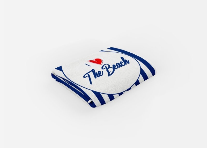 Yoosh I Heart The Beach Blue Striped - Beach Towel - Towels - British D'sire