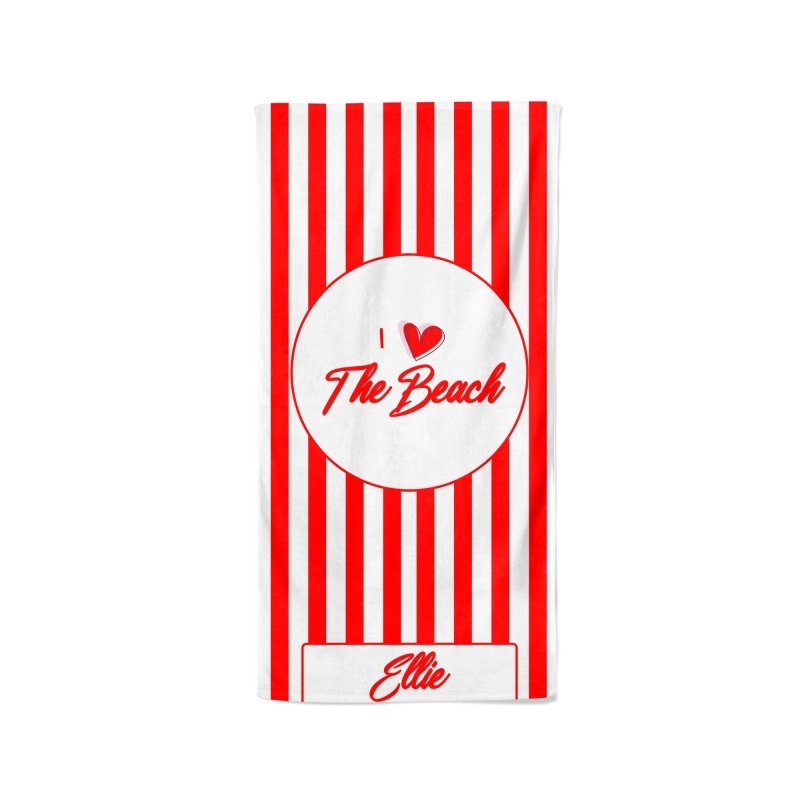 Yoosh I Heart The Beach Red Striped - Beach Towel - Towels - British D'sire