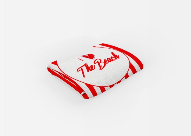 Yoosh I Heart The Beach Red Striped - Beach Towel - Towels - British D'sire