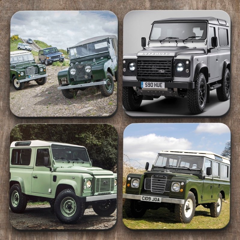 Yoosh Land Rovers 'Old' x 4 Coasters - Kitchen Tools & Gadgets - British D'sire