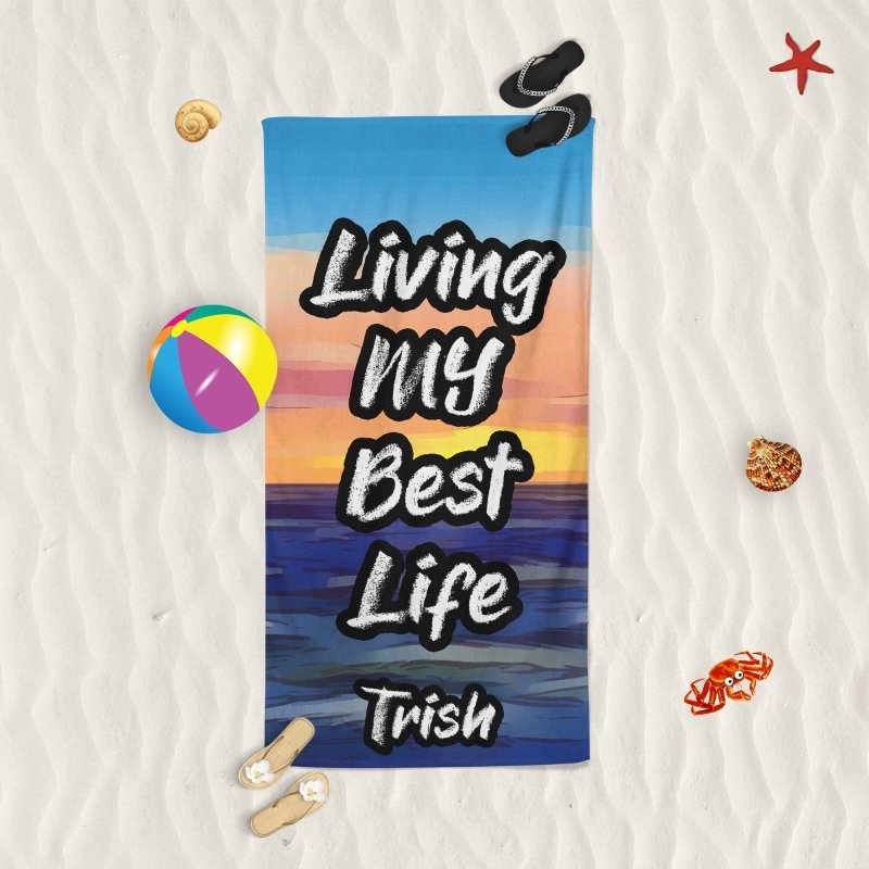 Yoosh Living My Best Life - Beach Towel - Towels - British D'sire