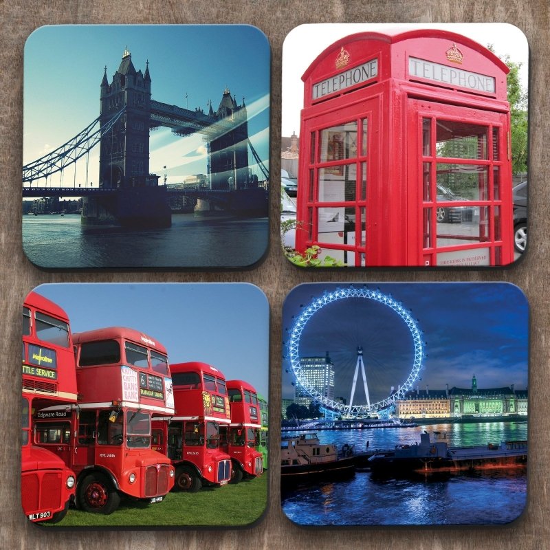 London x 4 Coasters C0029 - British D'sire