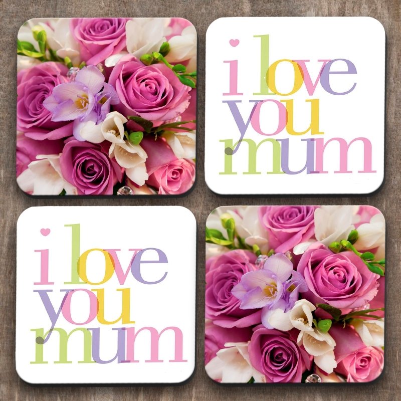 Yoosh Love Mum x 4 Coasters - Kitchen Tools & Gadgets - British D'sire Main image