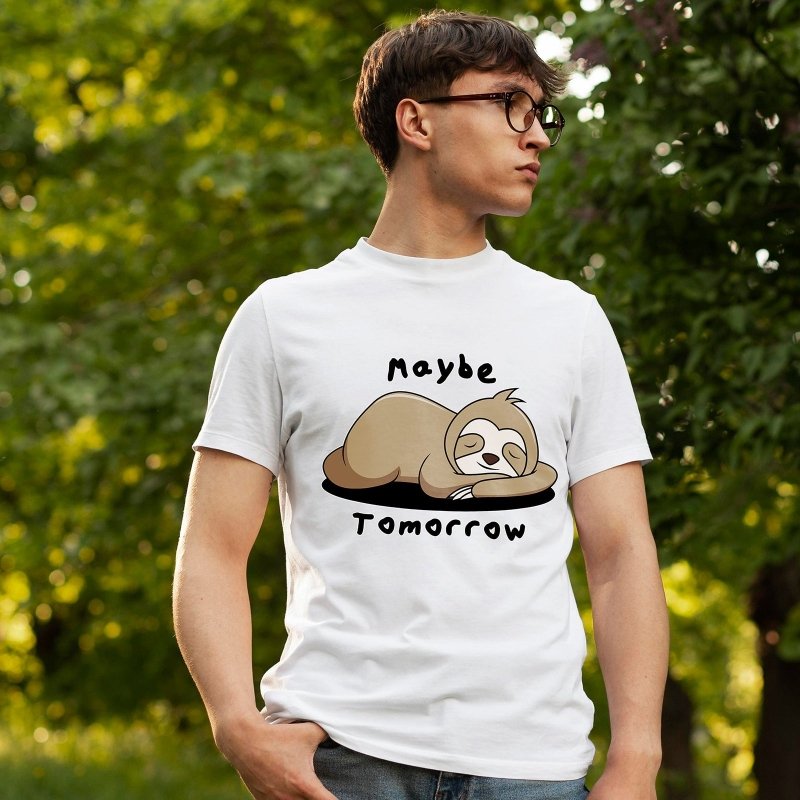 Yoosh Maybe Tomorrow Sloth T-Shirt - Mens T-Shirts & Shirts - British D'sire Main image