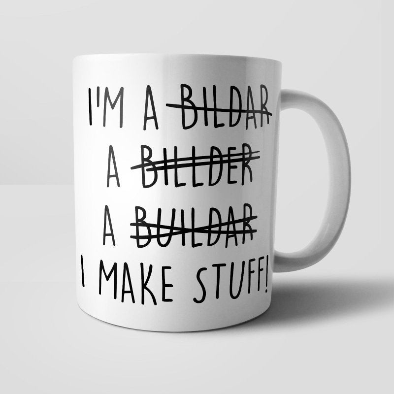 Yoosh Misspelled Builder Mug - M003 - Glasswares & Drinkwares - British D'sire