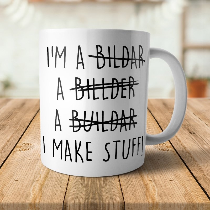 Yoosh Misspelled Builder Mug - M003 - Glasswares & Drinkwares - British D'sire