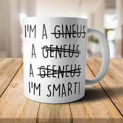 Yoosh Misspelled Genius Mug - M006 - Glasswares & Drinkwares - British D'sire