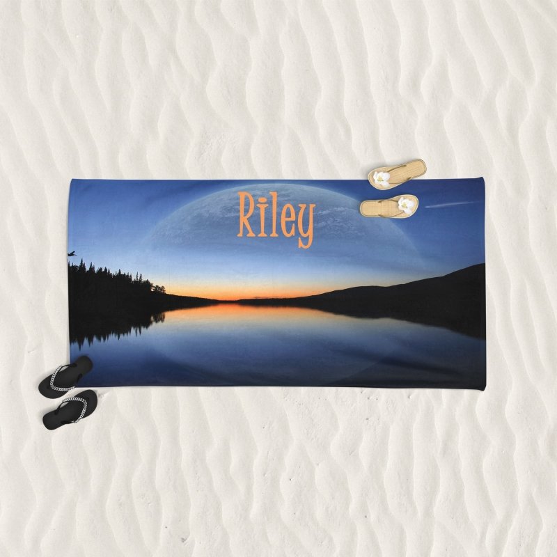 Yoosh Moon And Lake - Beach Towel - British D'sire