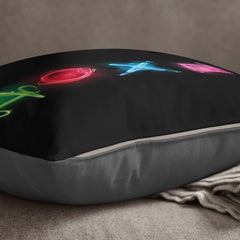 Yoosh Neon Playstation Buttons - 40 x 40 cm Cushion - Cushions & Covers - British D'sire