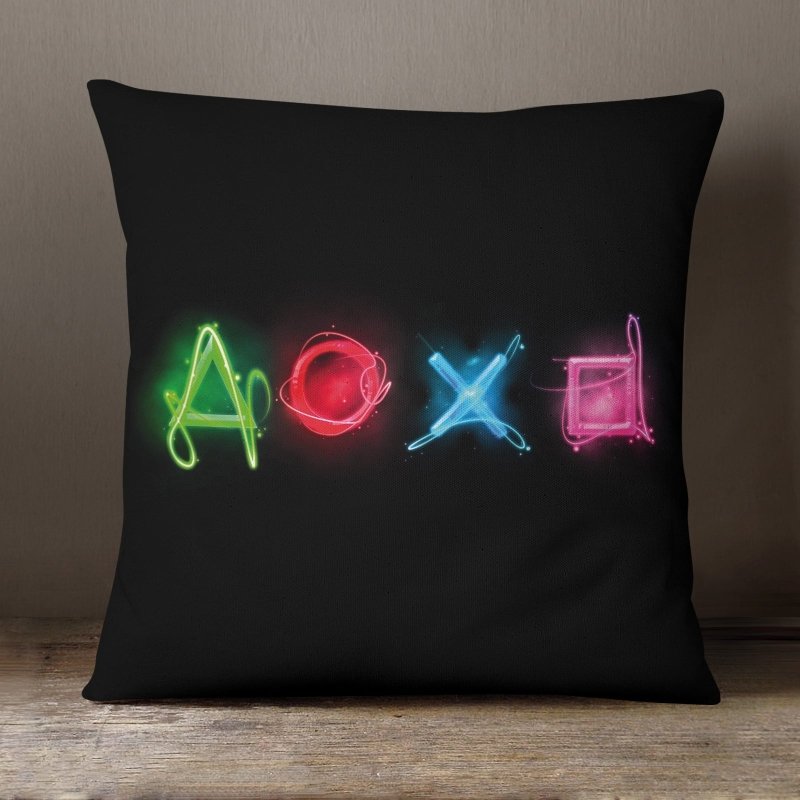 Yoosh Neon Playstation Buttons - 40 x 40 cm Cushion - Cushions & Covers - British D'sire