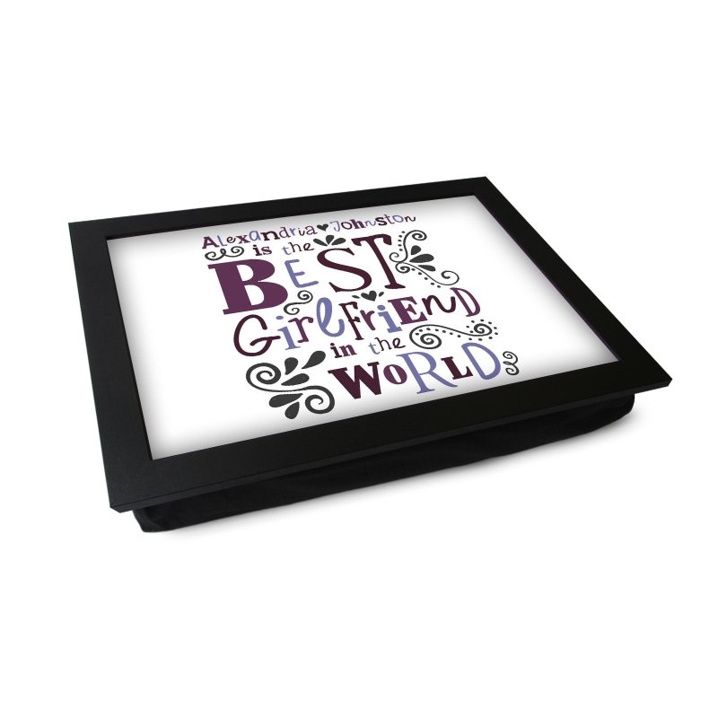 Yoosh Personalised Best Girlfriend In The World Lap Tray - L0487 Secondary image
