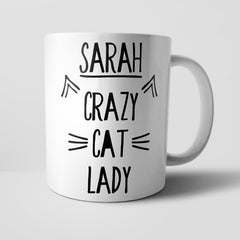 Yoosh Personalised Crazy Cat Lady Mug - M014 - Glasswares & Drinkwares - British D'sire