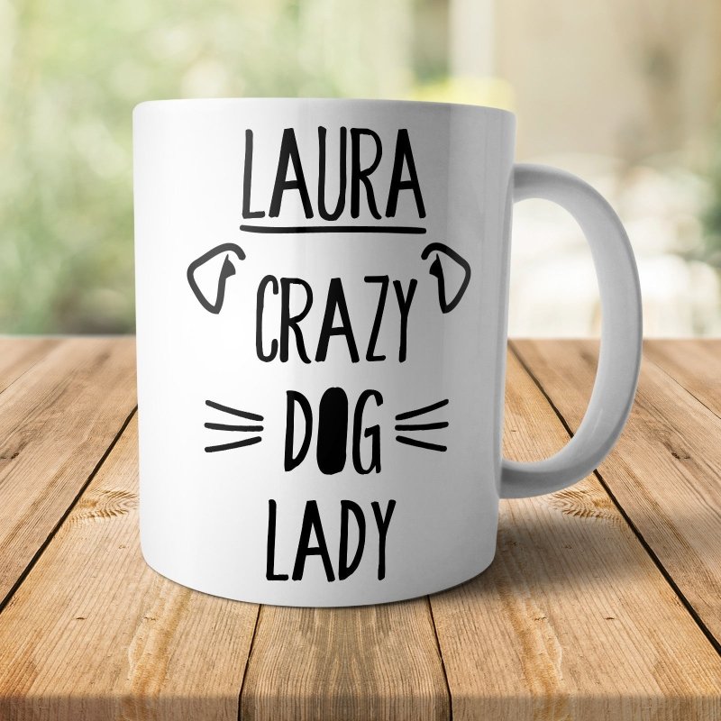 Yoosh Personalised Crazy Dog Lady Mug - M013 - Glasswares & Drinkwares - British D'sire