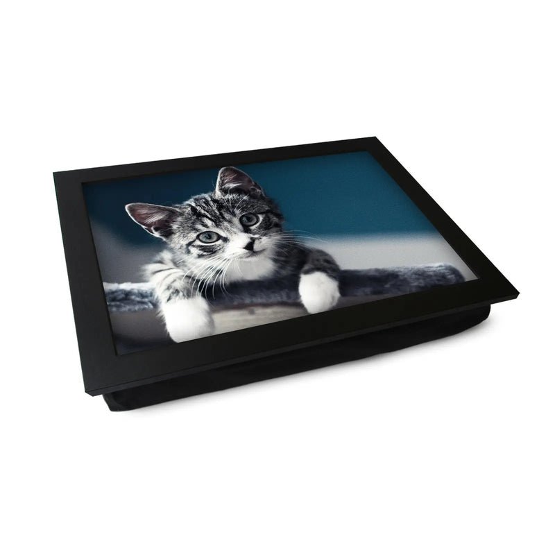 Yoosh Personalised Grey Kitten Playing Lap Tray Secondary image