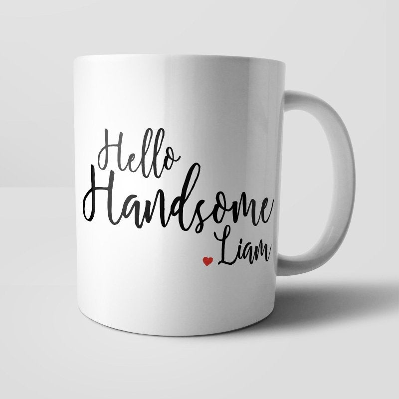 Yoosh Personalised Hello Handsome Mug - M037 - Glasswares & Drinkwares - British D'sire