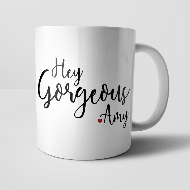 Yoosh Personalised Hey Gorgeous Mug - M036 - Glasswares & Drinkwares - British D'sire