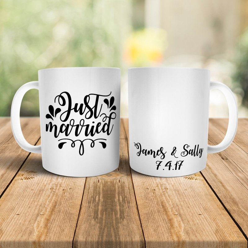 Yoosh Personalised Just Married Mug - M034 - Glasswares & Drinkwares - British D'sire