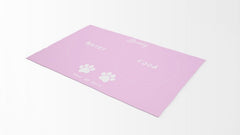 Yoosh Pet Food Floor Mat - Paws Go Here- Pink - Personalised Name - Floor Mats - British D'sire
