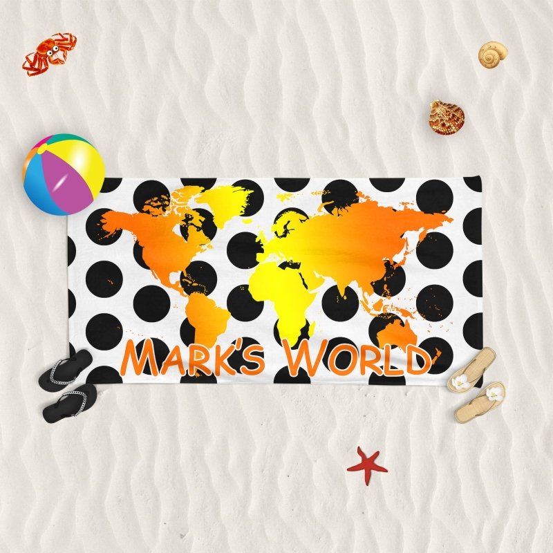 Yoosh Polka Dot World Map - Beach Towel - British D'sire