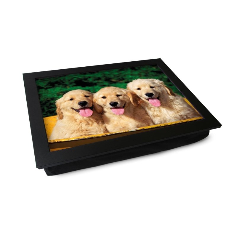 Yoosh Three Golden Retriever Puppies In A Tub Lap Tray - L0397 Secondary image