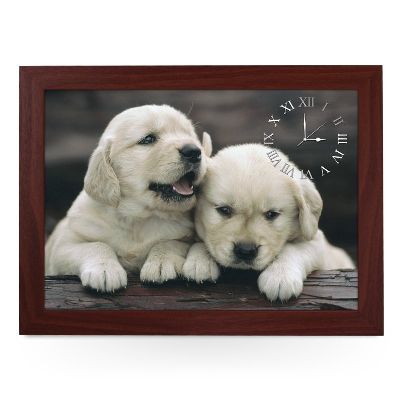 Yoosh Wooden Picture Frame Clock Golden Retriever Puppies - Housings & Frames - British D'sire Main image