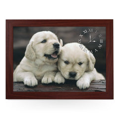 Yoosh Wooden Picture Frame Clock Golden Retriever Puppies - Housings & Frames - British D'sire