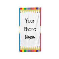 Yoosh YOUR PHOTO In A Colouring Pencils Frame - Beach Towel - Towels - British D'sire