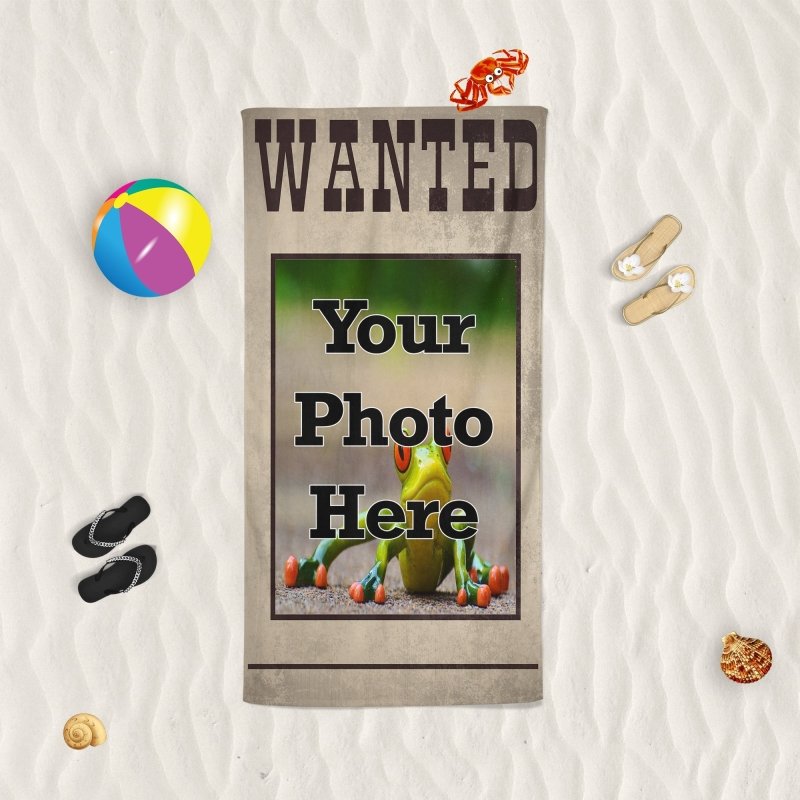 Yoosh YOUR PHOTO In A Wanted Poster - Beach Towel - British D'sire