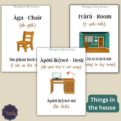 Yoruba Flashcards To Learn Vocabulary - Food, Verbs, Profession, Common Phrases,Things in The House, Alphabets and Numbers (NEW EDITION - LAMINATED) - Yoruba Study Material - British D'sire