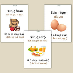 Yoruba Flashcards To Learn Vocabulary - Food, Verbs, Profession, Common Phrases,Things in The House, Alphabets and Numbers (NEW EDITION - LAMINATED) - Yoruba Study Material - British D'sire